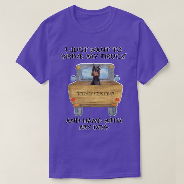 Truck Driving Dog Doberman Pinscher  T-Shirt (Design Front)