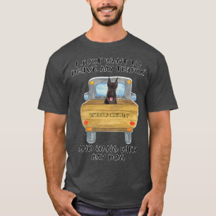 Truck Driving Dog Giant Schnauzer  T-Shirt