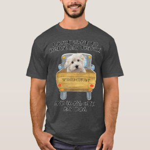 Truck Driving Dog Maltese 2805 T-Shirt
