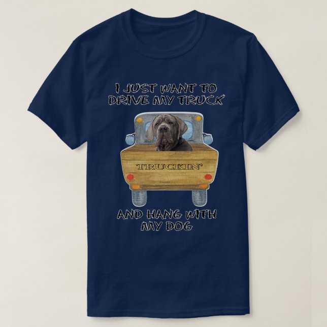 Truck Driving Dog Neopolitan Mastiff  T-Shirt (Design Front)