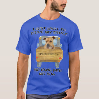 Truck Driving Dog Pitbull  T-Shirt
