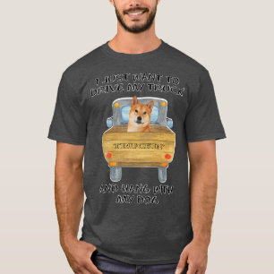 Truck Driving Dog Shiba Inu T-Shirt