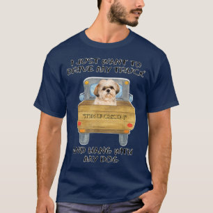 Truck Driving Dog Shih Tzu  T-Shirt