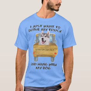 Truck Driving Dog Siberian Husky T-Shirt