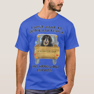 Truck Driving Dog Tibetan Mastiff  T-Shirt