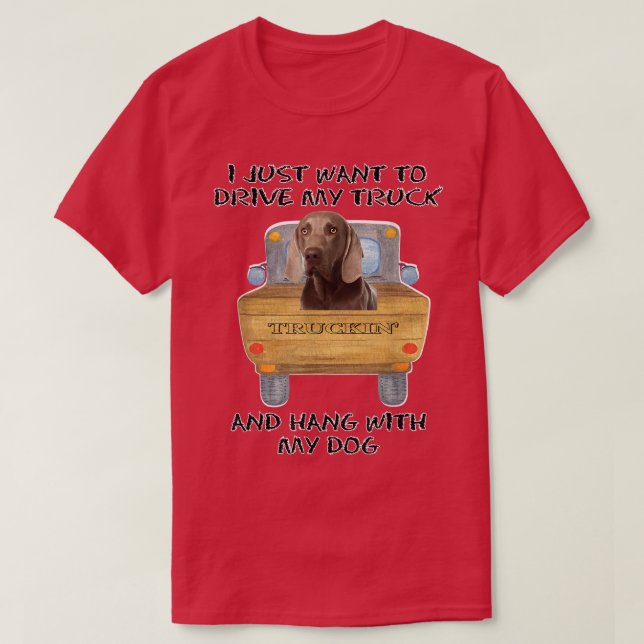 Truck Driving Dog Weimaraner  T-Shirt (Design Front)