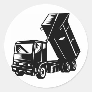 truck dump dumper tipper lorry classic round sticker