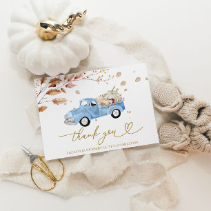 Truck Fall Boy Baby Shower Thank You Card