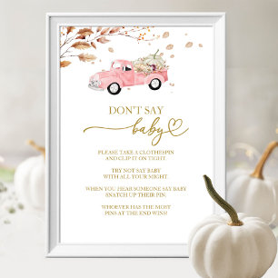 Truck Fall Girl Baby Shower Dont Say Baby Game   Poster