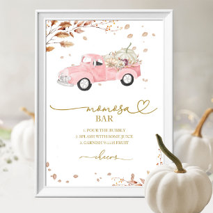 Truck Fall Girl Baby Shower MOMosa Bar Sign