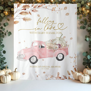 Truck Fall Girl Baby Shower Personalised Backdrop Tapestry