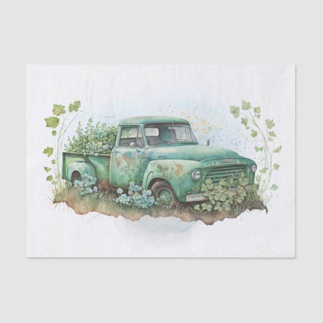 Truck Farm St Patricks Day Shamrock Tissue Paper (Front)