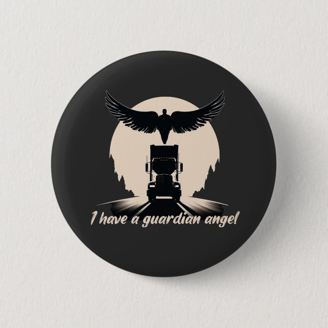 Truck Guardian Angel Protection Faith Road Journey 6 Cm Round Badge (Front)