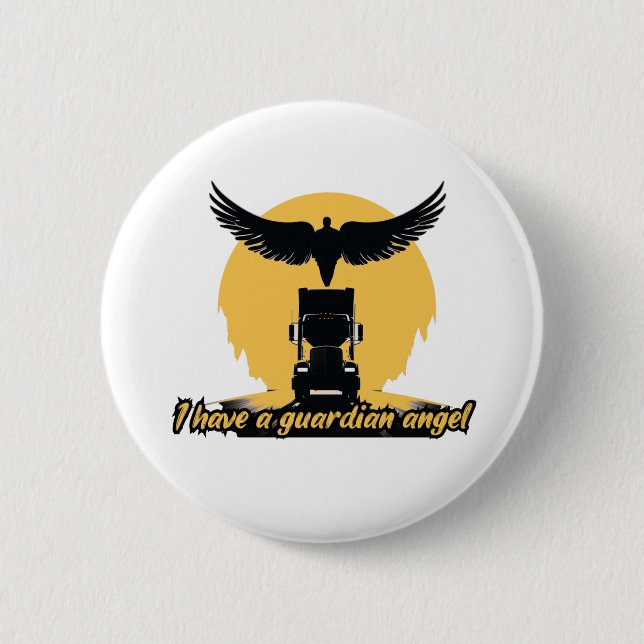 Truck Guardian Angel Protection Faith Road Journey 6 Cm Round Badge (Front)