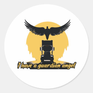 Truck Guardian Angel Protection Faith Road Journey Classic Round Sticker