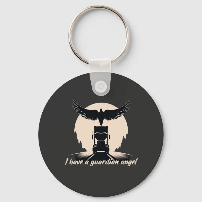 Truck Guardian Angel Protection Faith Road Journey Key Ring (Front)