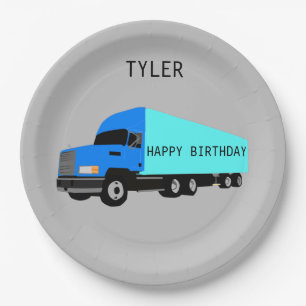 "TRUCK" Happy Birthday paper plates for kids.