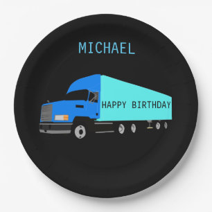 "TRUCK" Happy Birthday paper plates for kids.