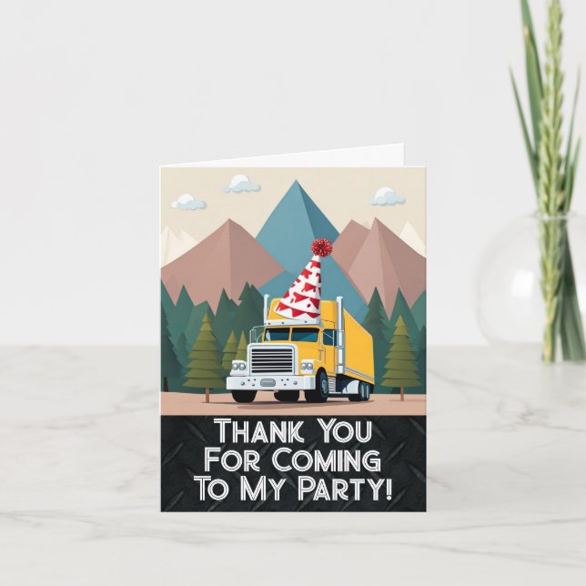 Truck Happy Birthday Party Funny Transport Thank You Card (Front)