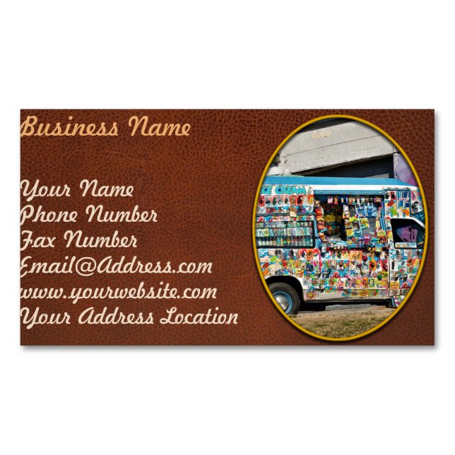 Truck - Ice Cream - Ice Cream headache Magnetic Business Card (Front)