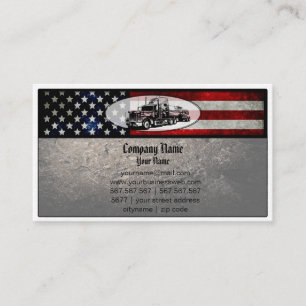 Truck in American Flag Background Business Card