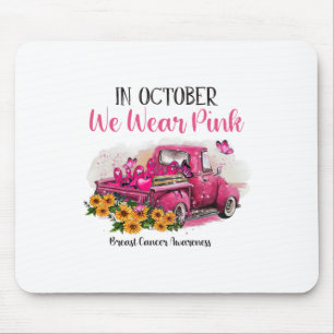 Truck In October We Wear Pink Breast Cancer Awaren Mouse Mat