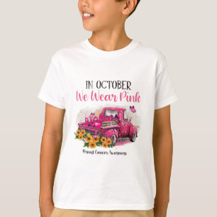Truck In October We Wear Pink Breast Cancer Awaren T-Shirt