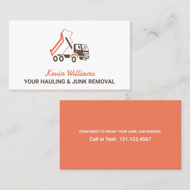 Truck Junk Removal Business Card (Front/Back)