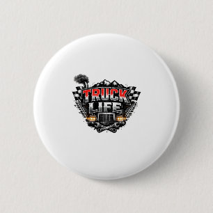 Truck Life Grunge Distressed Chrome Red Trucker Li 6 Cm Round Badge
