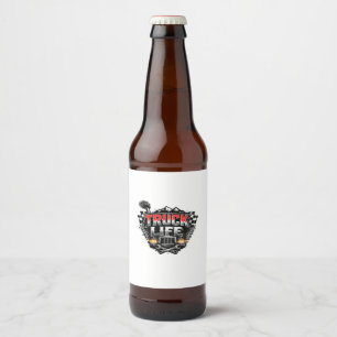 Truck Life Grunge Distressed Chrome Red Trucker Li Beer Bottle Label