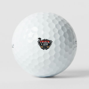 Truck Life Grunge Distressed Chrome Red Trucker Li Golf Balls