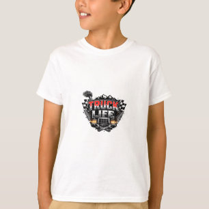 Truck Life Grunge Distressed Chrome Red Trucker Li T-Shirt