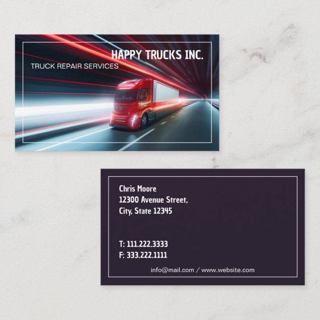Truck Mechanic Repair Business Card (Front/Back)
