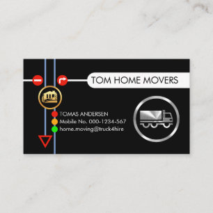 Truck Moving Along Traffic Signs Business Card