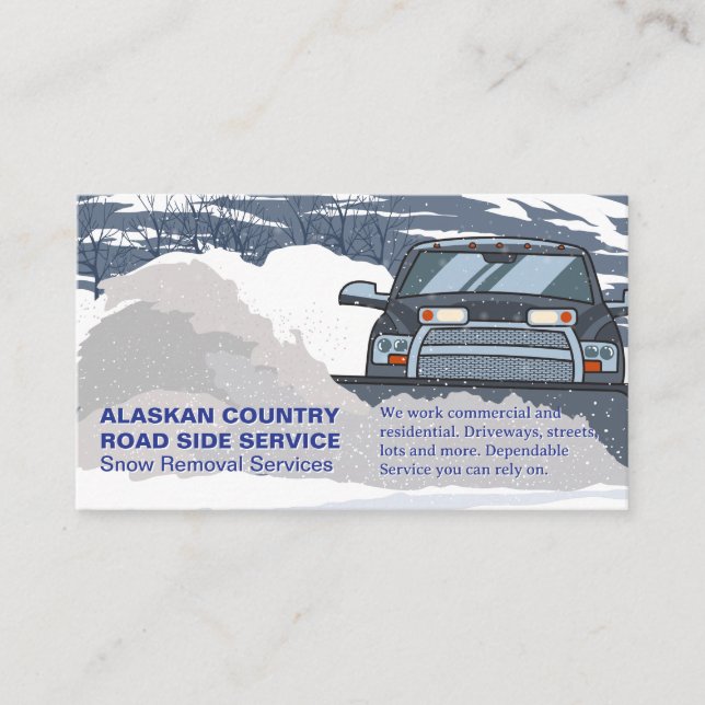 Truck Moving Snow in the Winter Business Card (Front)