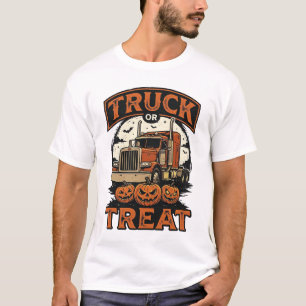 Truck Or Treat Halloween Pumpkin Semi Truck Vintag T-Shirt
