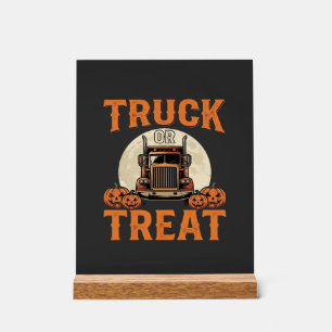 Truck or Treat Halloween Semi Truck Design_1 Acrylic Sign