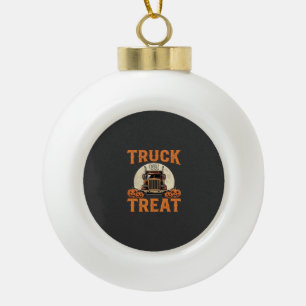 Truck or Treat Halloween Semi Truck Design_1 Ceramic Ball Christmas Ornament