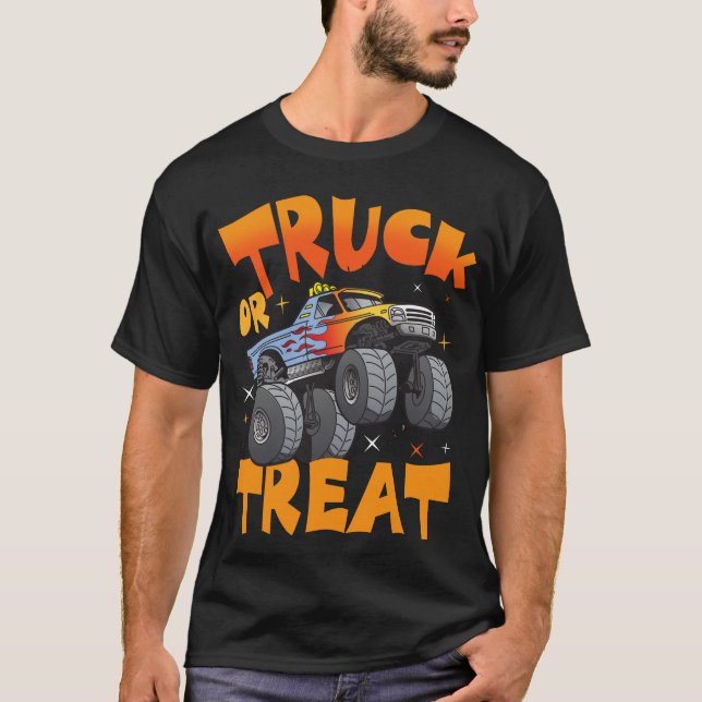 Truck Or Treat Monster Truck Halloween Costume T-Shirt (Front)