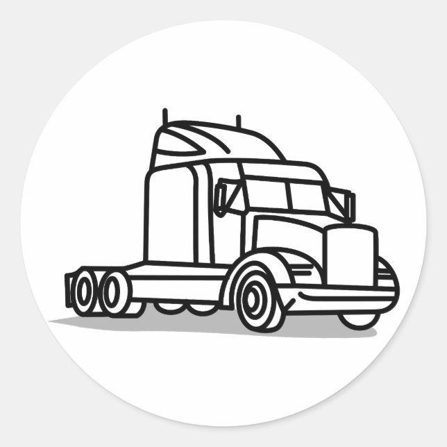 Truck Outline Classic Round Sticker (Front)