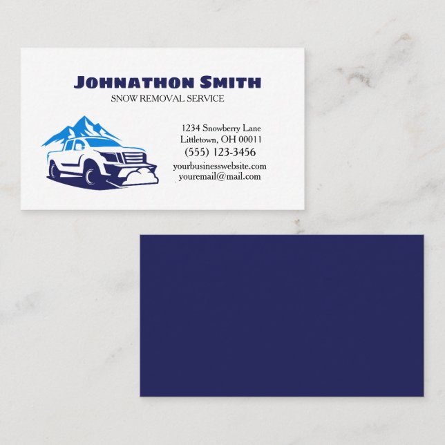 Truck Plough Snow Removal Service  Business Card (Front/Back)