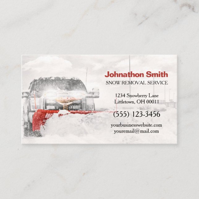 Truck Plough Snow Removal Service Business Card (Front)