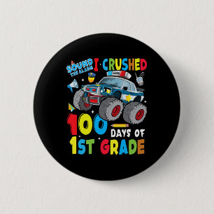 Truck Police Car 100 Days Of School 1st Grade Boys 6 Cm Round Badge