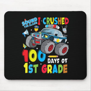 Truck Police Car 100 Days Of School 1st Grade Boys Mouse Mat