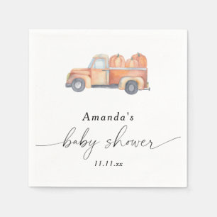 Truck pumpkin autumn baby shower napkin