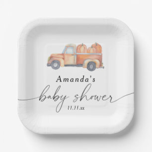 Truck pumpkin autumn baby shower  paper plate
