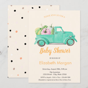 Truck Pumpkin,Polka Dots Baby Shower Invitation