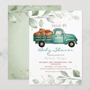 Truck Pumpkins Drive By Baby Shower Invitation