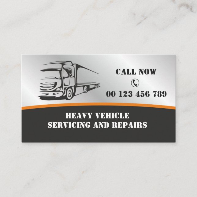 Truck Repair, Diesel Mechanic Business Card  (Front)