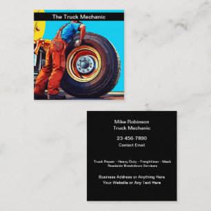 Truck Repair Mechanic And Roadside Assistance Square Business Card